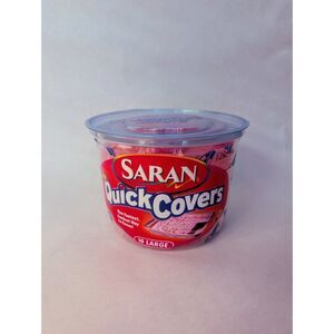Saran Quick Covers Lids Size LARGE 4 Pack Food Storage Cover Open Package Pink